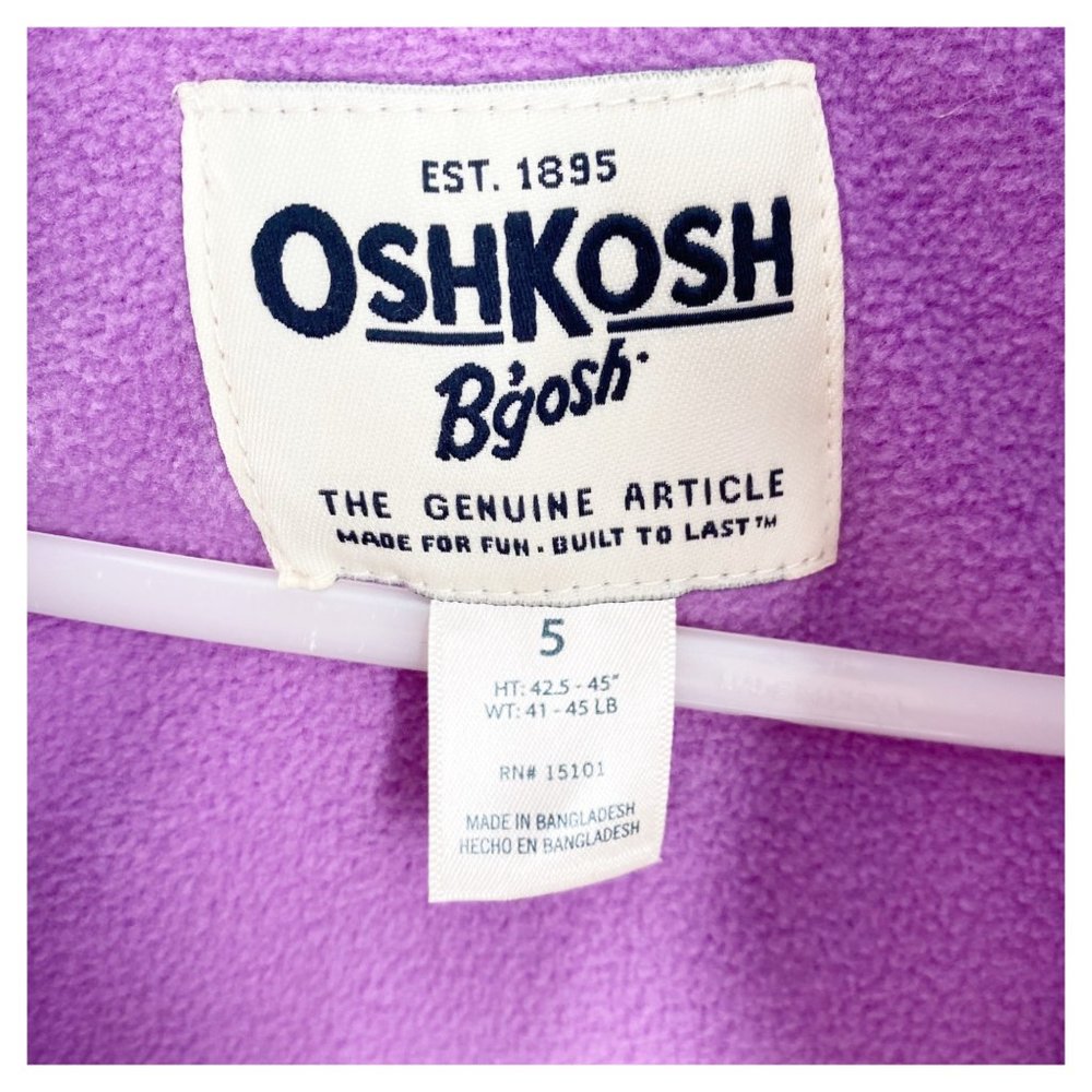 OshKosh B‘Gosh Girls Lavender Sleeveless Fleece Lined Puffer Vest Size 5 - Picture 5 of 6